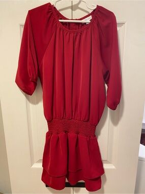 pleat. Girls Red Ruched Waist Top Size 7